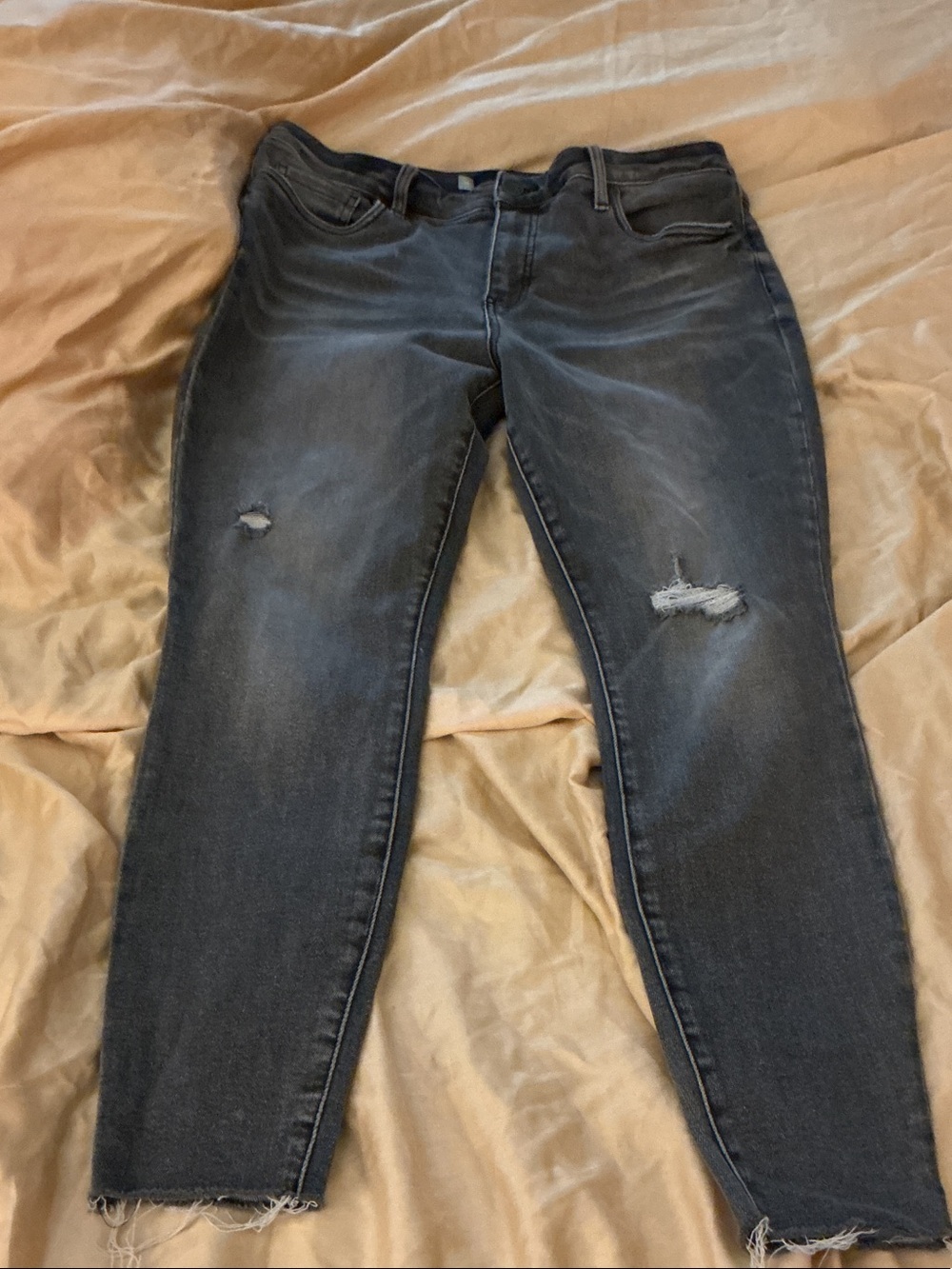 KUT Women’s Distressed High-Waist Skinny Jeans — Charcoal Gray